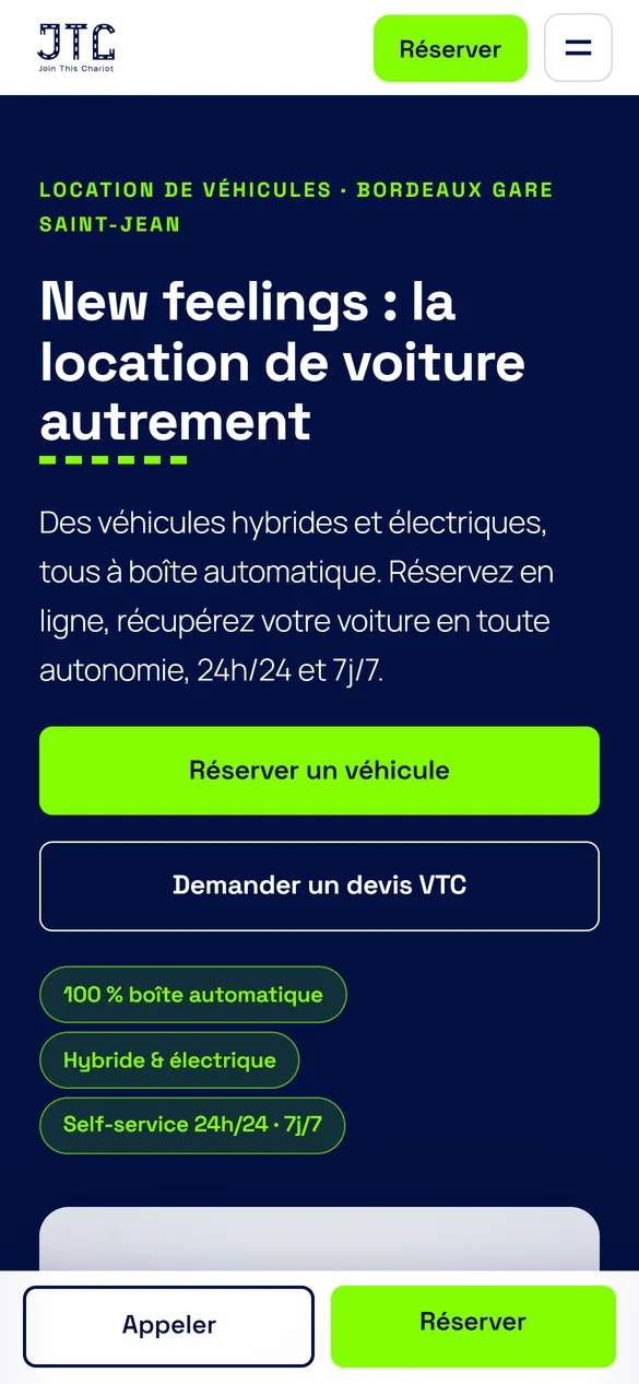 Le site JOIN THIS CHARIOT sur téléphone